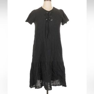 Agnes & Dora Black Ruffled Gauze Lined Tiered Midi Sundress Womens Large NWT